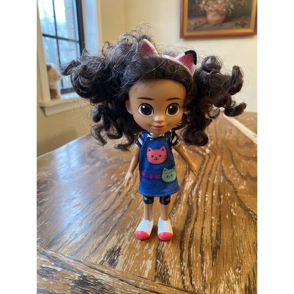 Adorable 10" Divia LLC Doll With Curly Hair & Cat Dress - Picture 1 of 5